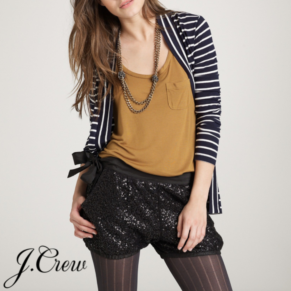 J. Crew - Sequined Jersey Bloomer Shorts (BLACK)